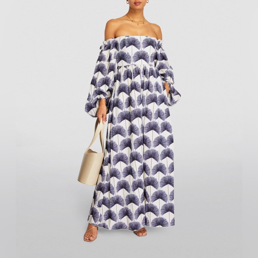 Aqua by Aqua Bendita, Alheli Palma Mangle Noche Dress, Navy Off-the-Shoulder